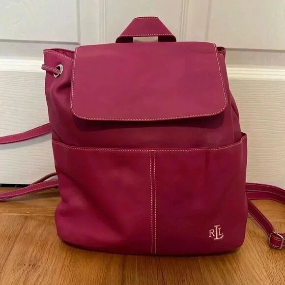 Lauren Ralph Lauren pink backpack with drawstring inside - Picture 1 of 10